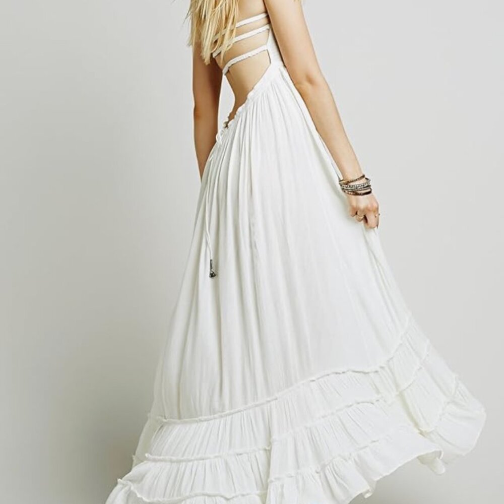 WHITE Boho Chic Floral Maxi Dress – Effortlessly Elegant & Flowy